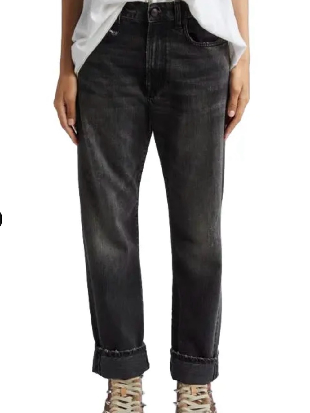 R13 Women's Alton Black Washed Boyfriend Jeans